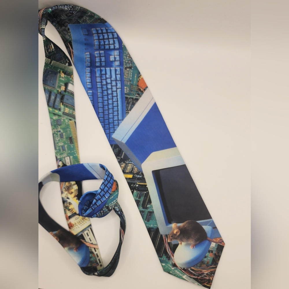 Set Of Two Vintage Computer Ties Mouse Keyboard S… - image 3